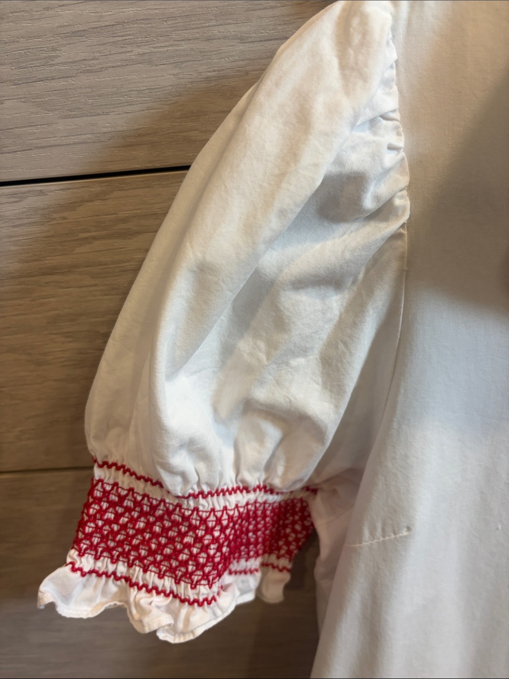 White Tunic Dress with Red Floral Embroidery - Picture 4 of 6